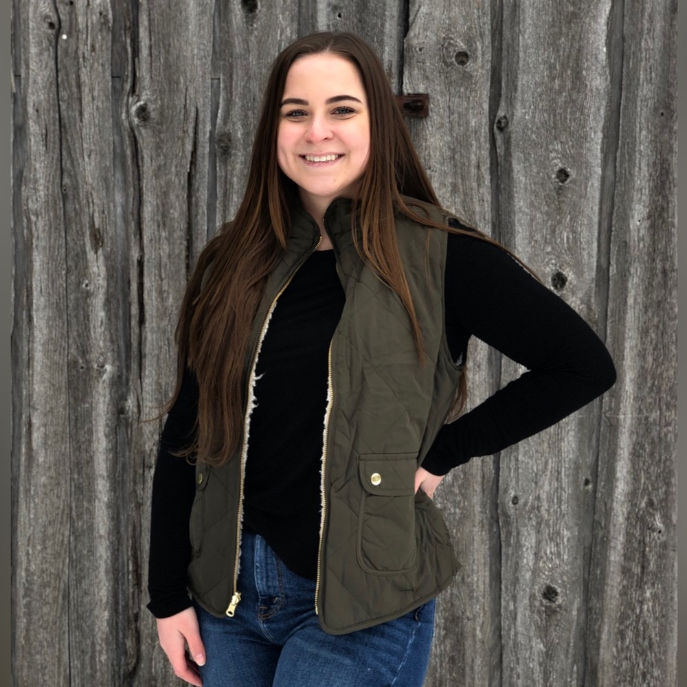 Reversible Green Sherpa Vest